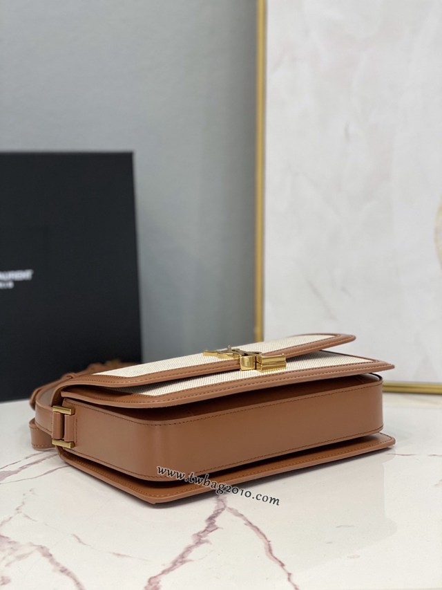 YSL专柜款女包 聖羅蘭經典款MONOGRAM金屬旋扣郵差包 YSL肩背斜挎包 634305  jjh1112